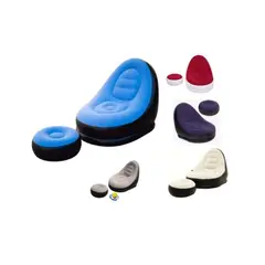 INFANTILES CAJUROMIX - Sillón Relax Inflable Con Reposapiés comodidad Total Azul