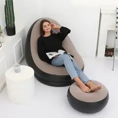 INFANTILES CAJUROMIX - Sillón Relax Inflable Con Reposapiés comodidad Total Café