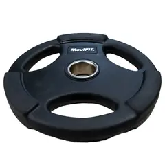 MOVIFIT - Disco Olímpico Pro 25Kg Encauchetado tres Agarres 2 pulgadas