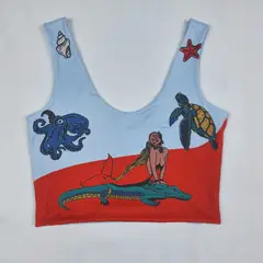 ZIPRE - Crop Top Sostenible Fuego-Agua Doble faz