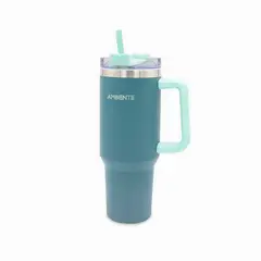 AMBIENTE GOURMET - Termo doble pared verde con pitillo 1200ml