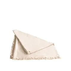AMBIENTE GOURMET - Mantel para mesa flecos beige 140x240cm