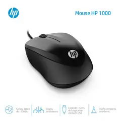 HP - Mouse Alámbrico Óptico 1000 Negro