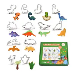 GENERICO - Cortador galletas molde dinosaurio 12 piezas acero inoxidable