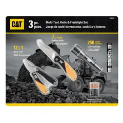 CAT - SET MULTIHERRAMIENTA, CUCHILLA Y LINTERNA LED INCLUYE 2 PILAS AAA