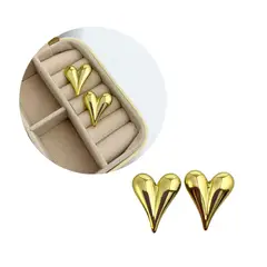 GENERICO - Aretes Topos Chunky Corazón Dorados Para Mujer