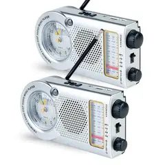 ENERGY PLUS - Set x2 Radio AMFMSW Largo Alcance con Reloj Bluetooth USB Gris