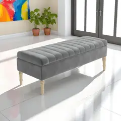DISEÑOS RAMONA'S - Puff Baúl Con Paneles 100x40x50 Gris