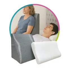 HOGARETO - Combo Cojin Triangular Ortopédico Gris+ Almohada Cervical Penta