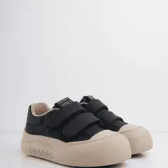 CALZADO ADRENALINA - Tenis negros con velcro y suela beige cooper