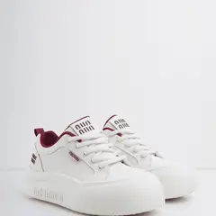 CALZADO ADRENALINA - Tenis blancos con líneas y detalles vinotinto deep