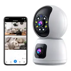 GENERICO - Camara Ip Wifi Doble Lente 360 Interior Sirenas Alarma-567-2