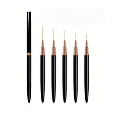GENERAL - Set 5 Pinceles Liner Con Tapa Cerdas Finas Profesionales