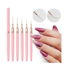 GENERAL - Set 5 Pinceles Liner Profesionales Con Tapa Cerdas Finas R