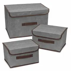 ENERGY PLUS - Set x3 Cajas Organizadoras Ropa Plegables con Tapa y Manijas