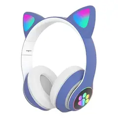 KIDSHOP - Audifonos Inalambricos Diadema Bluetooth Con Orejas De Gato Azul