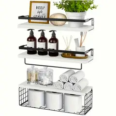 ONE PIXEL - Repisas Estante Flotante Organizador Para Baño 3 Piezas Blanco