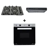 HACEB - Combo Estufa de empotrar Cristal 60x43 + Campana Tofu 3V + Horno Mixto 60cm GN 120V