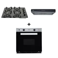 HACEB - Combo Estufa de empotrar Cristal 60x43 + Campana Tofu 3V + Horno Mixto 60cm GN 120V