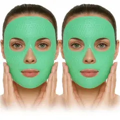 STYLE STARS - Set x2 Máscara Facial Gel Reusable Frío Calor Rejuvenecedora Verde