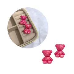 GENERICO - Aretes Topos Acrílicos Tornasolados Osito - Cute Bear Fucsias