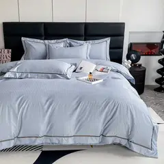 MY HOME STORE - Funda Duvet Algodón Borde Sesgo Azul Cielo