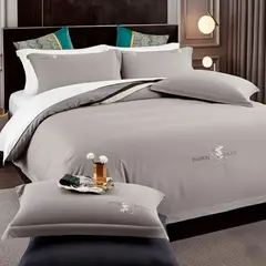 MY HOME STORE - Funda Duvet Microfibra Bordado Gris Claro Marion Jolla