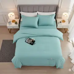 MY HOME STORE - Funda Duvet Microfibra Bordado Verde Menta Marion Jolla