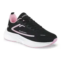 CROYDON - Tenis Running Fuol Negro-Rosa para Mujer