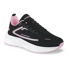 CROYDON - Tenis Running Fuol Negro-Rosa para Mujer