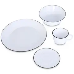 HOME ELEMENTS - VAJILLA 416 BLANCA CON BORDE NEGRO