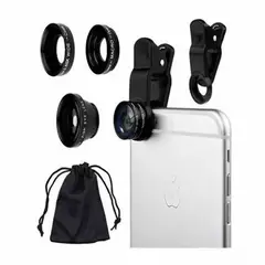 GENERAL - Kit lentes celular 3 en 1 ojo de pez macro gran angular wide selfie