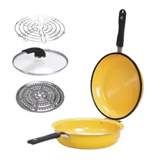 GENERICO - Sarten Doble Antiadherente Doubletta 4 En 1 Tapa Swisshome