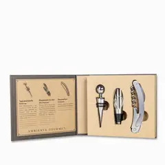 AMBIENTE GOURMET - Set para vinos en acero 3 piezas