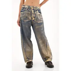TENNIS - Jean Horseshoe de tiro bajo con foil dorado para mujer