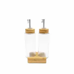AMBIENTE GOURMET - Set vinagre-aceite base madera 270 ml