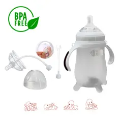 BABY ON - Biberon En Silicona Cuello Ancho Fácil Limpieza Blanco