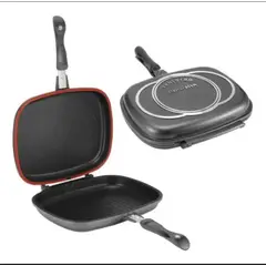 DESSINI - Sartén Doble Parrilla 36 Cm Antiadherente Dual Grill Color Negro