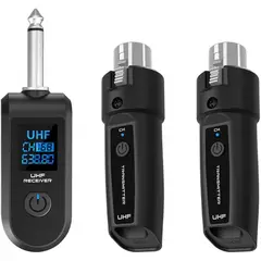 GENERICO - Sistema Inalámbrico para Micrófono Adaptador 2 Transmisor Receptor UHF