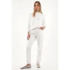 TENNIS - Jean Mom de tiro alto en denim crudo para mujer