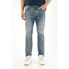 TENNIS - Jean Classic de tiro medio con rotos y bordado posterior para hombre