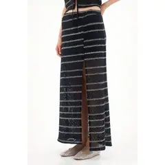 TENNIS - Falda larga tejida con diseño a rayas para mujer