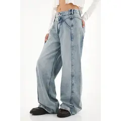 TENNIS - Jean Wide Leg de tiro alto azul para mujer