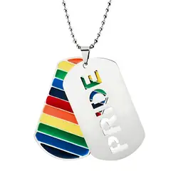 GENERICO - Collar para hombre y mujer dije placas Emblema Orgullo LGBT Arcoíris