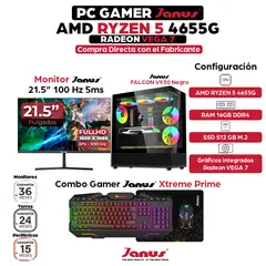 JANUS - Computador Gamer AMD Ryzen 5 4655G RAM 16GB SSD 512GB Monitor 22 Pulgadas 100Hz