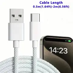 GENERICO - Cable Cargador Usb A Tipo C 1 Metro Trenzado - Carplay