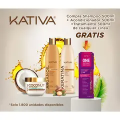 KATIVA - KIT Shampoo + acondicionador + tartamiento Gratis Termo