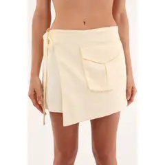 TENNIS - Falda short crudo de apariencia lino para mujer