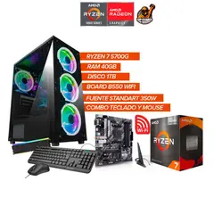 AMD - PC GAMER RYZEN 7 5700G / 40GB RAM / 1TB / BOARD B550 WIFI