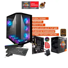 AMD - PC GAMER RYZEN 7 5700G / BOARD A520 ( WIFI- BLUETOOTH) / 64GB RAM DR4 / 1.5TB SSD